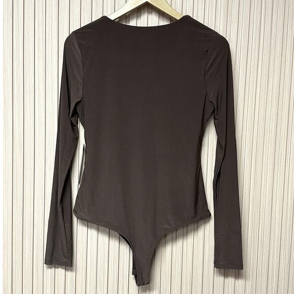 Moa Moa Brown Women's Rushed Bodysuit Size L - Picture 2 of 4
